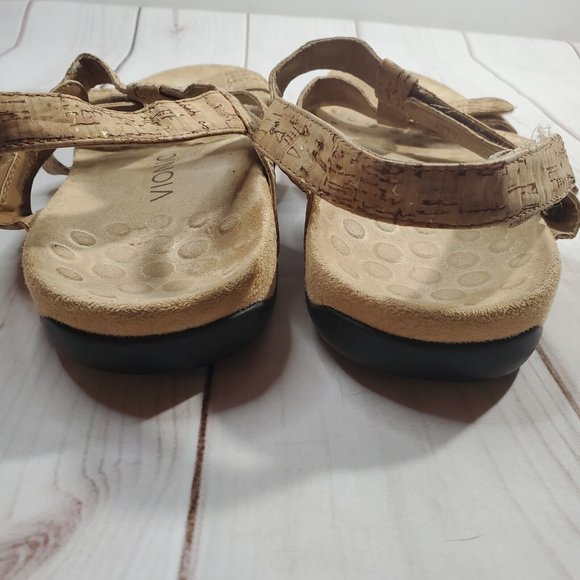Vionic Sandals 9 Women 44 Amber Cork Beaded Arch Support Comfort Shoes Beige - Picture 5 of 9